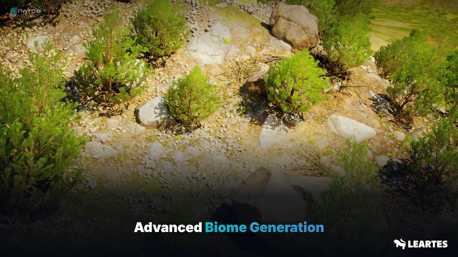 Dense vegetation biome generated across terrain in Unreal Engine 5
