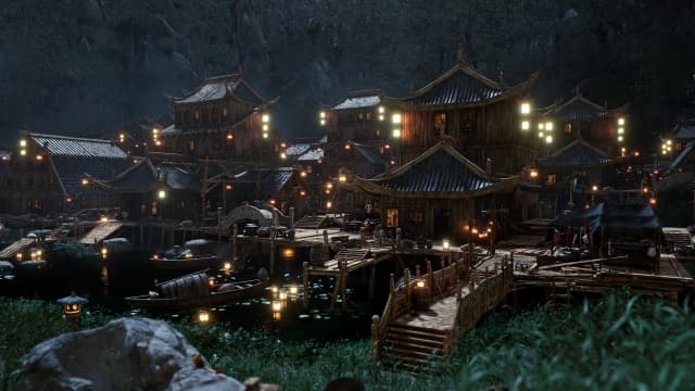 Chinese Lakeside Town Environment