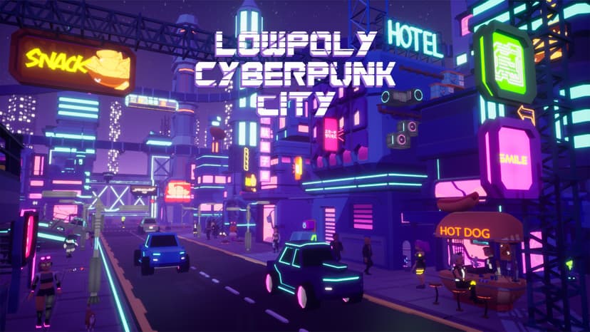 Stylized Lowpoly Cyberpunk City
