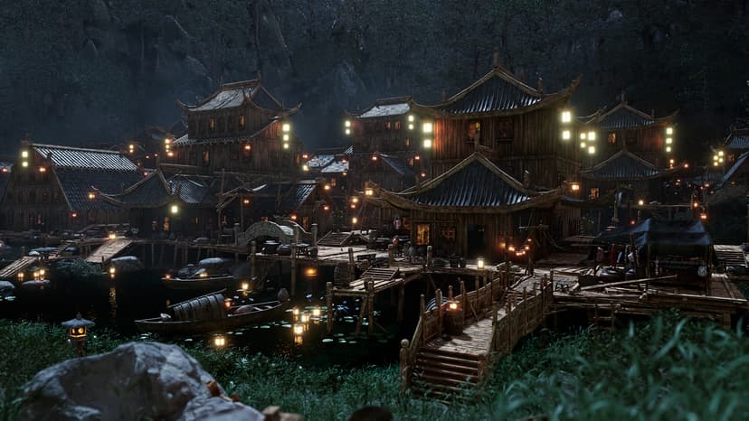 Chinese Lakeside Town Environment